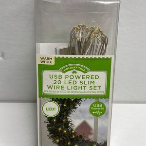 Holiday Time USB Powered 20 LED Slim Wire Light Set Warm White 6.5ft Party Event